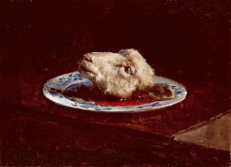 Viggo Johansen A lamb's head on a plate